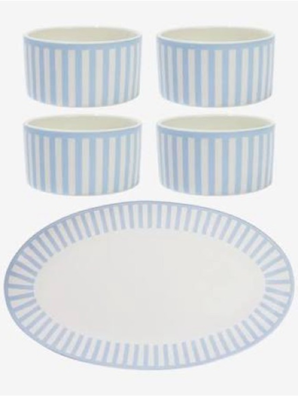 Roundhouse Sicily Stripe Porcelain Ramekin and Platter Set